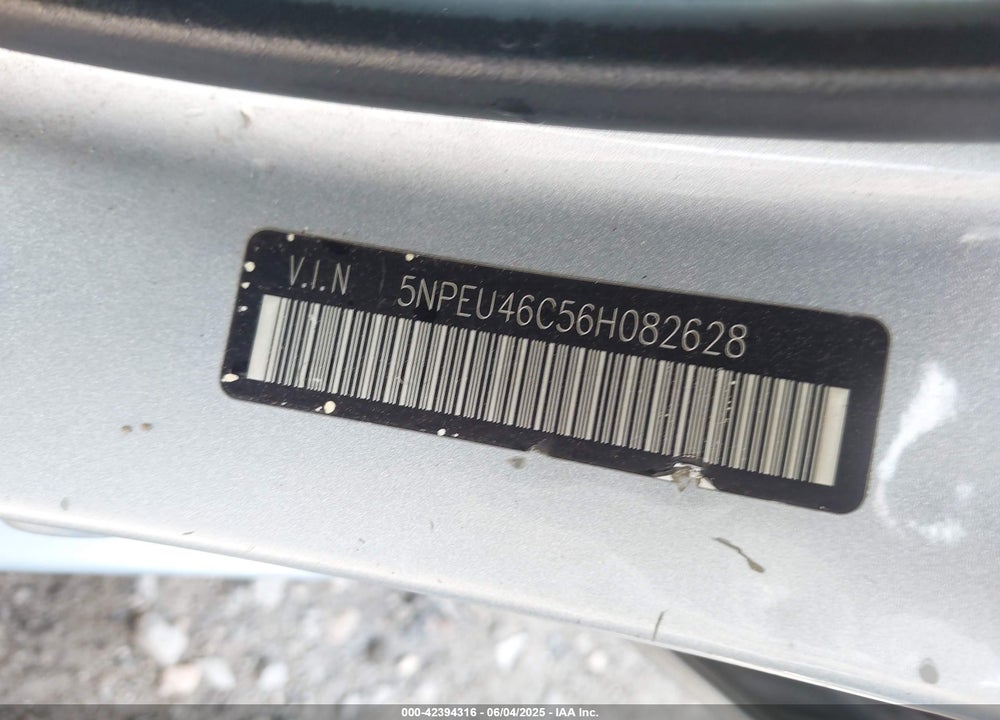 2006 HYUNDAI SONATA GLS VIN: 5NPEU46C56H082628