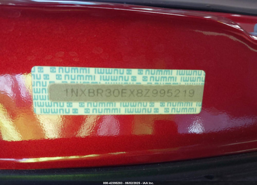 2008 TOYOTA COROLLA VIN: 1NXBR30EX8Z995219