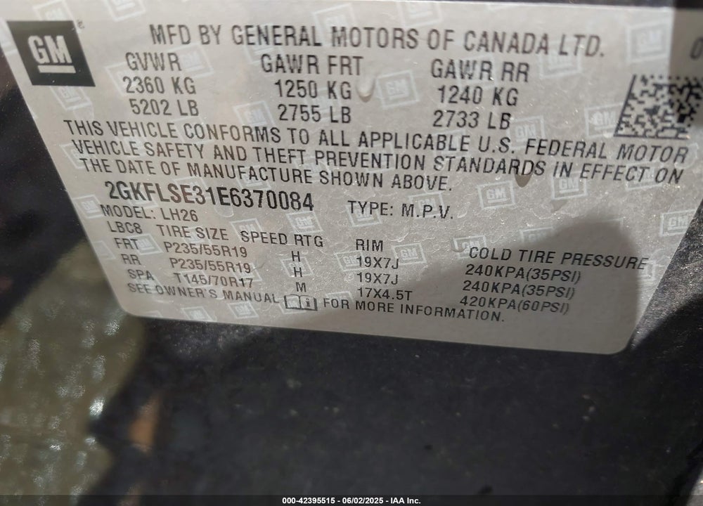2014 GMC TERRAIN SLT-1 VIN: 2GKFLSE31E6370084