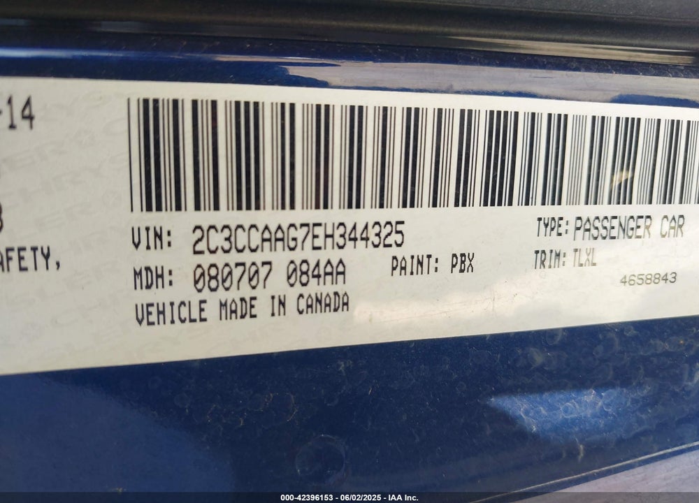 2014 CHRYSLER 300 VIN: 2C3CCAAG7EH344325