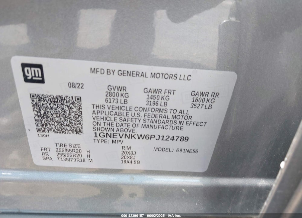 2023 CHEVROLET TRAVERSE VIN: 1GNEVNKW6PJ124789