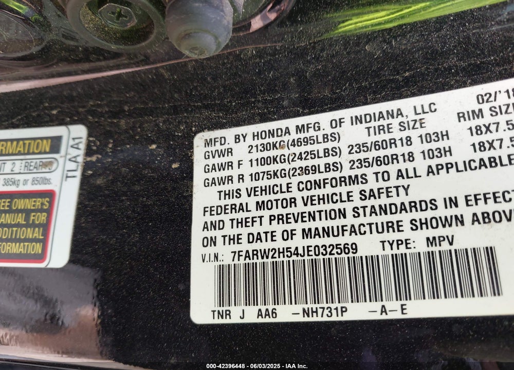 2018 HONDA CR-V EX VIN: 7FARW2H54JE032569