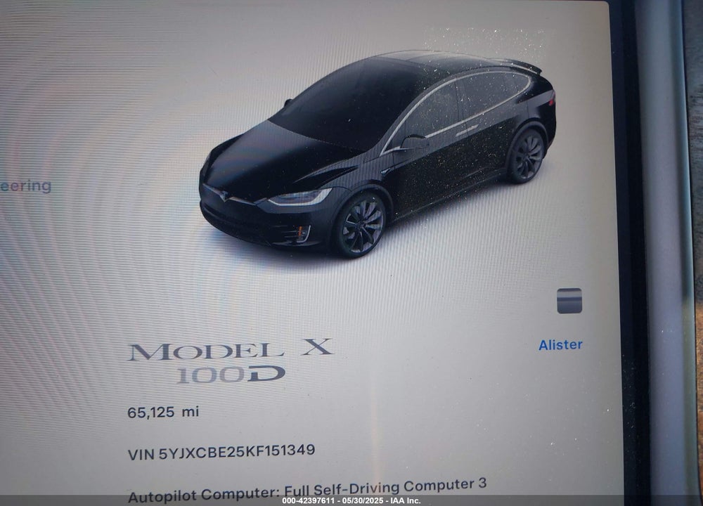 2019 TESLA MODEL X 100D/75D/LONG RANGE VIN: 5YJXCBE25KF151349