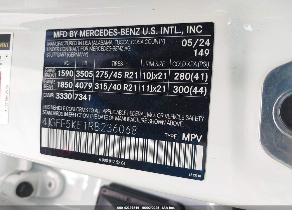 2024 MERCEDES-BENZ GLS 450 4MATIC VIN: 4JGFF5KE1RB236068