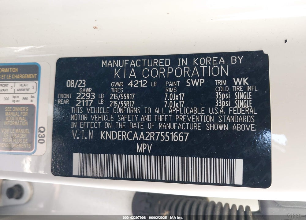 2024 KIA SELTOS VIN: KNDERCAA2R7551667