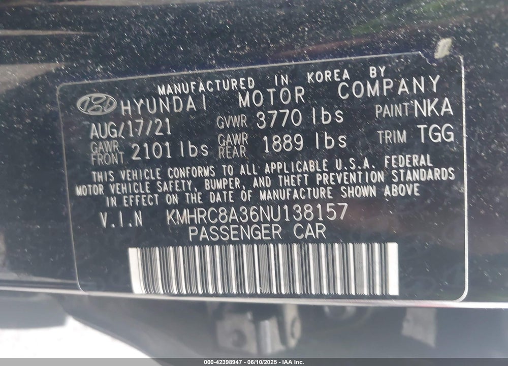 2022 HYUNDAI VENUE SEL VIN: KMHRC8A36NU138157