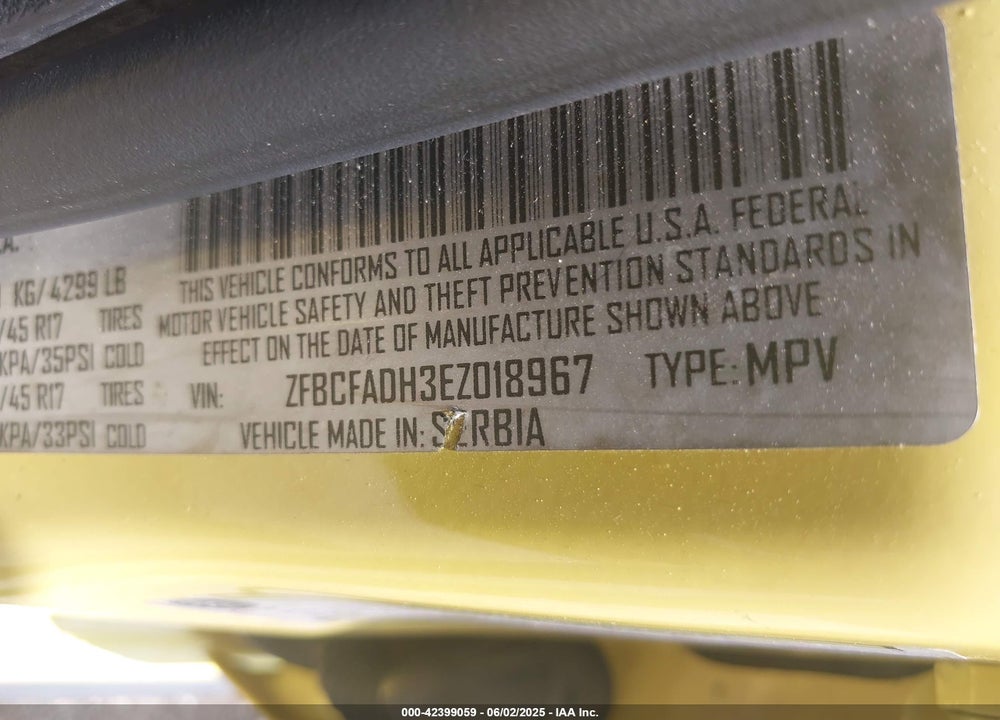 2014 FIAT 500L TREKKING VIN: ZFBCFADH3EZ018967