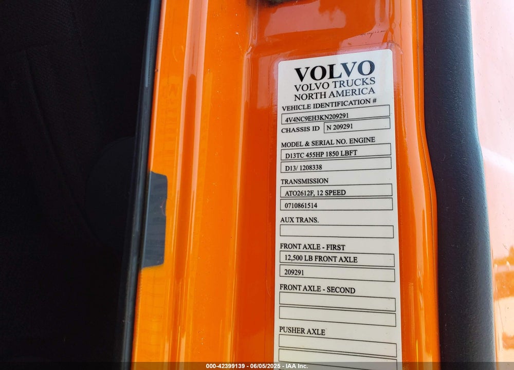 2019 VOLVO VNL VIN: 4V4NC9EH3KN209291