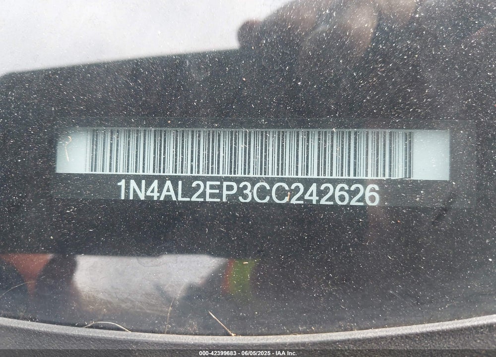 2012 NISSAN ALTIMA VIN: 1N4AL2EP3CC242626