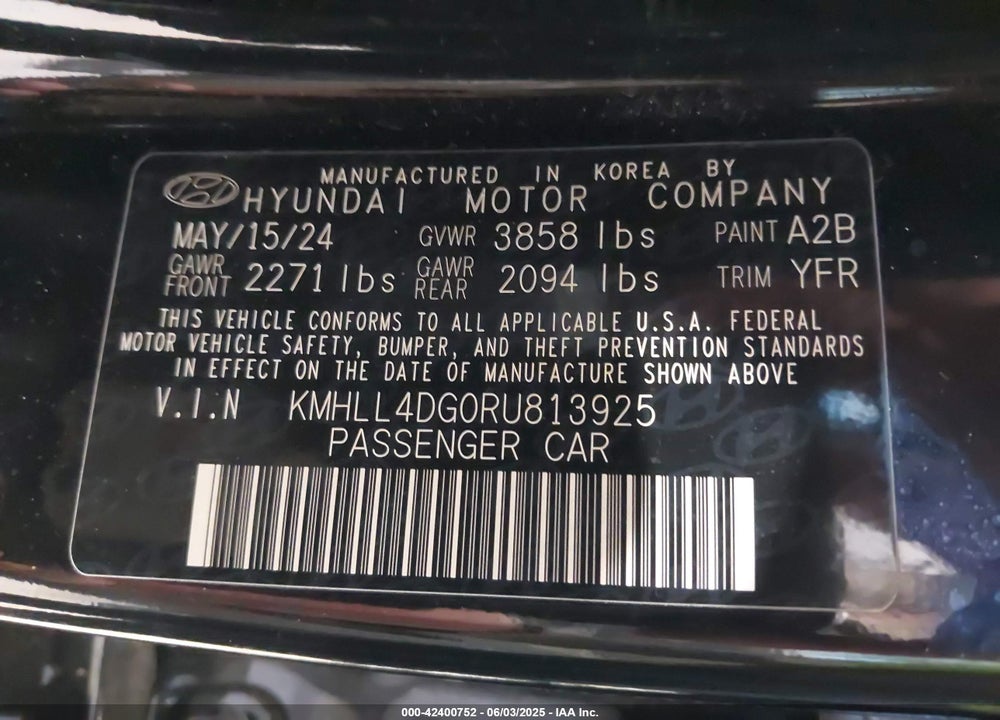 2024 HYUNDAI ELANTRA VIN: KMHLL4DG0RU813925
