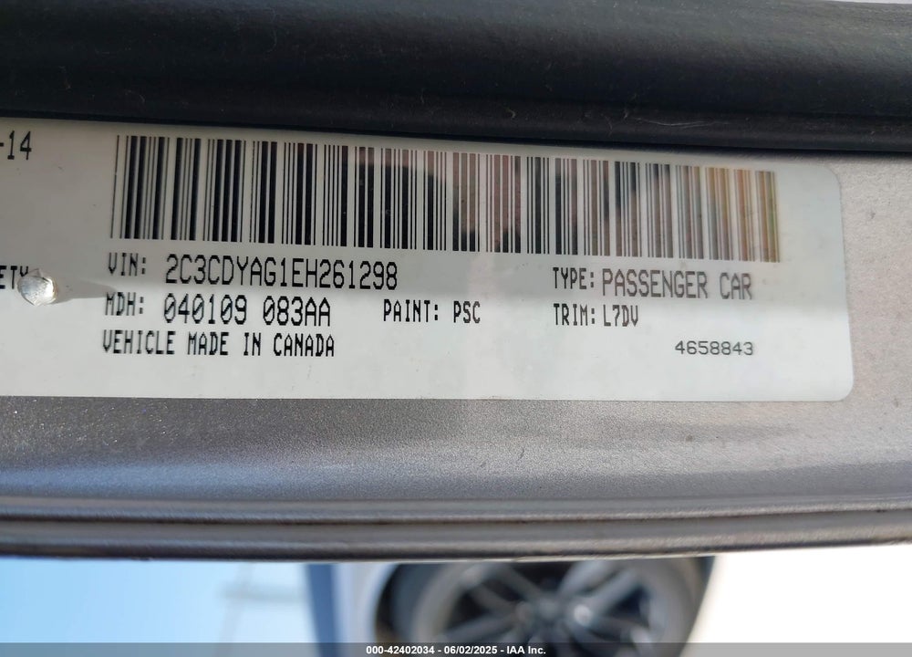 2014 DODGE CHALLENGER VIN: 2C3CDYAG1EH261298