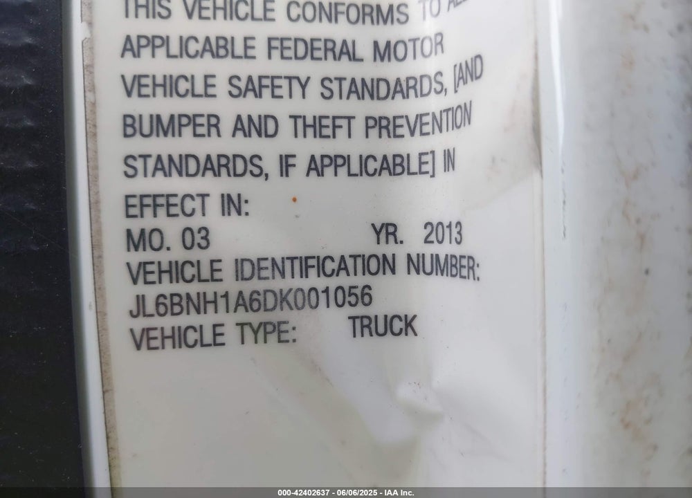 2013 MITSUBISHI FUSO TRUCK FE FEC72S VIN: JL6BNH1A6DK001056