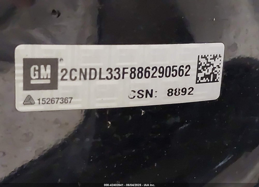 2008 CHEVROLET EQUINOX VIN: 2CNDL33F886290562