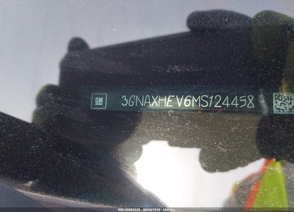 2021 CHEVROLET EQUINOX VIN: 3GNAXHEV6MS124458