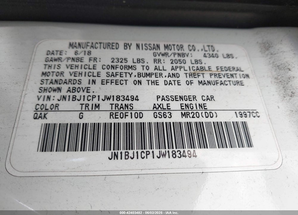 2018 NISSAN ROGUE SPORT VIN: JN1BJ1CP1JW183494