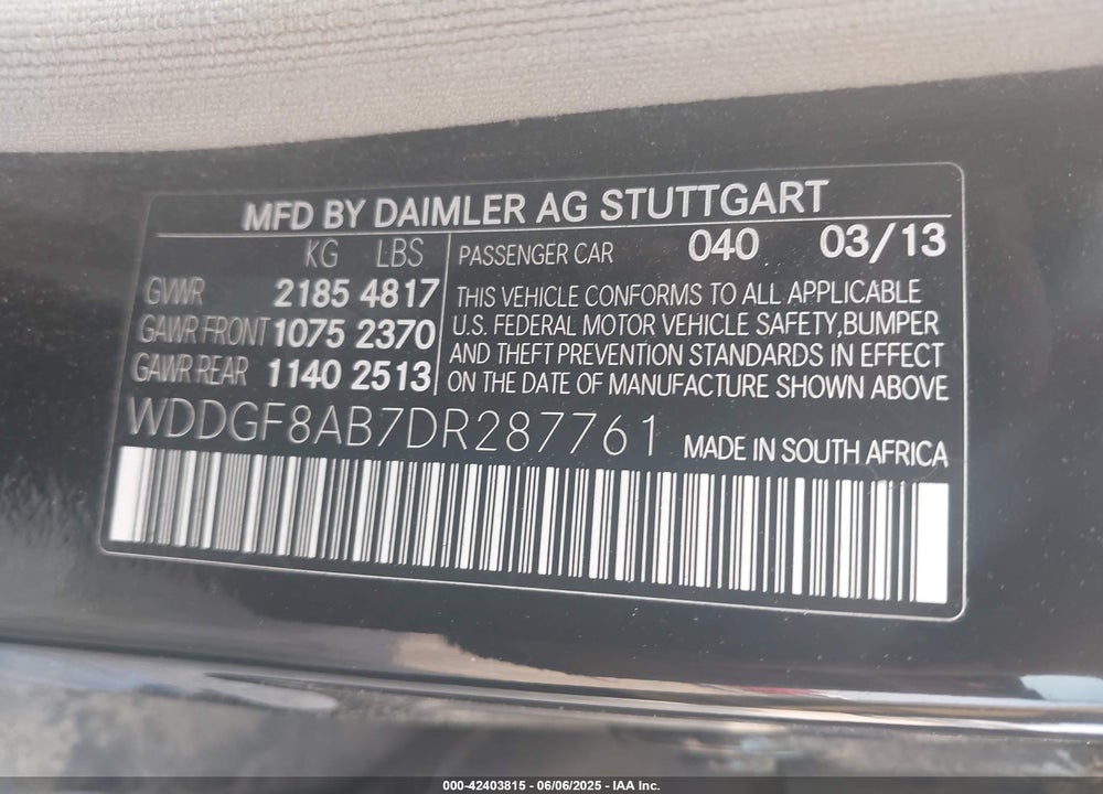 2013 MERCEDES-BENZ C 300 LUXURY 4MATIC/SPORT 4MATIC VIN: WDDGF8AB7DR287761