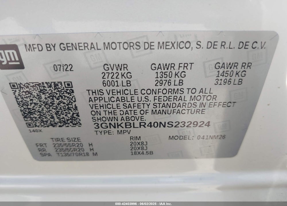 2022 CHEVROLET BLAZER AWD PREMIER VIN: 3GNKBLR40NS232924