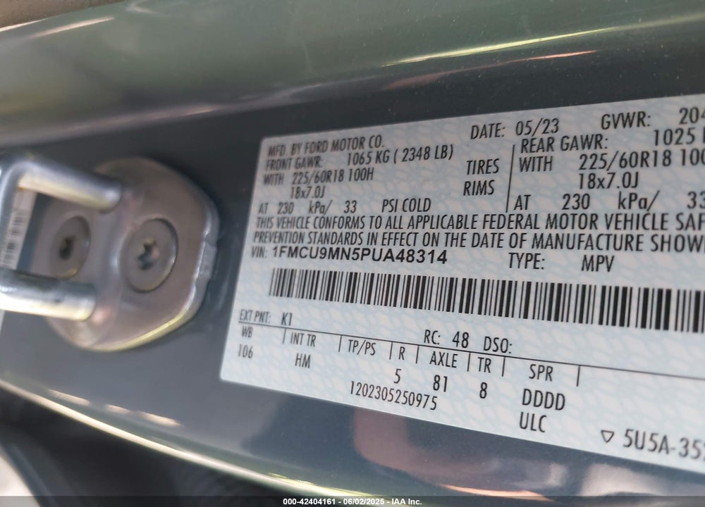 2023 FORD ESCAPE ST LINE VIN: 1FMCU9MN5PUA48314