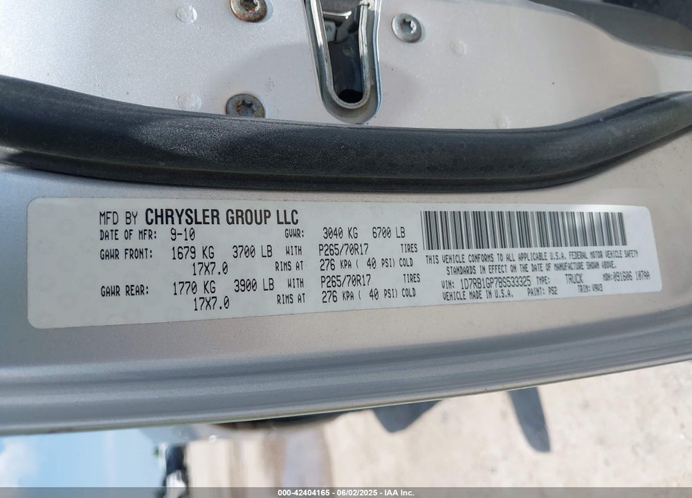 2011 DODGE RAM 1500 VIN: 1D7RB1GP7BS533325