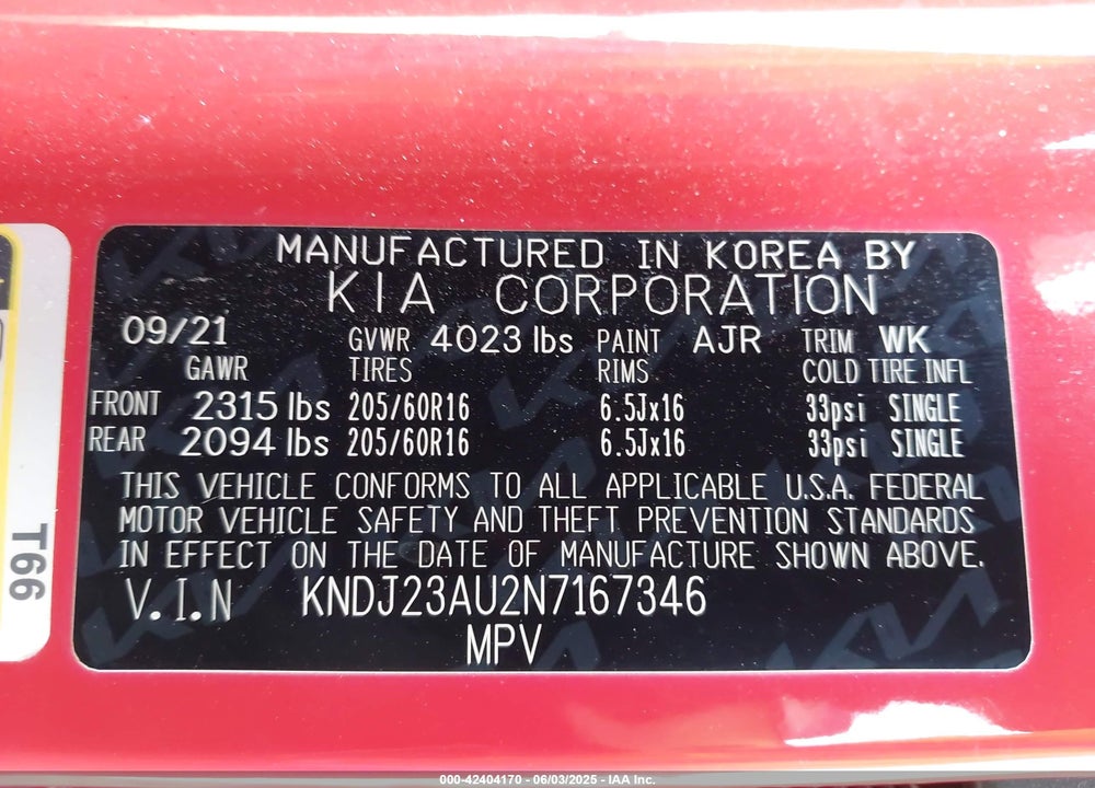 2022 KIA SOUL VIN: KNDJ23AU2N7167346