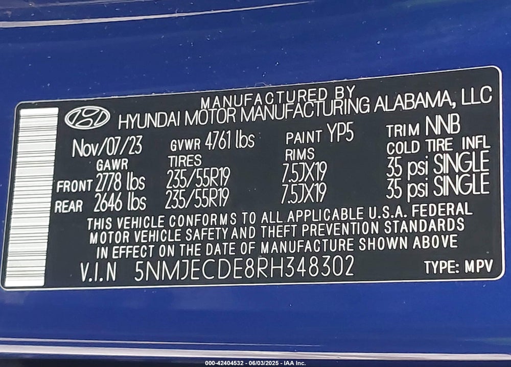 2024 HYUNDAI TUCSON VIN: 5NMJECDE8RH348302