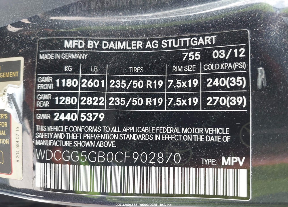 2012 MERCEDES-BENZ GLK 350 VIN: WDCGG5GB0CF902870