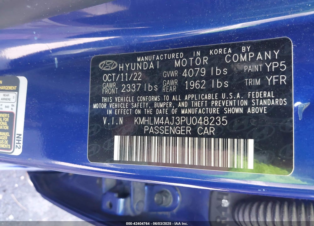 2023 HYUNDAI ELANTRA HYBRID VIN: KMHLM4AJ3PU048235