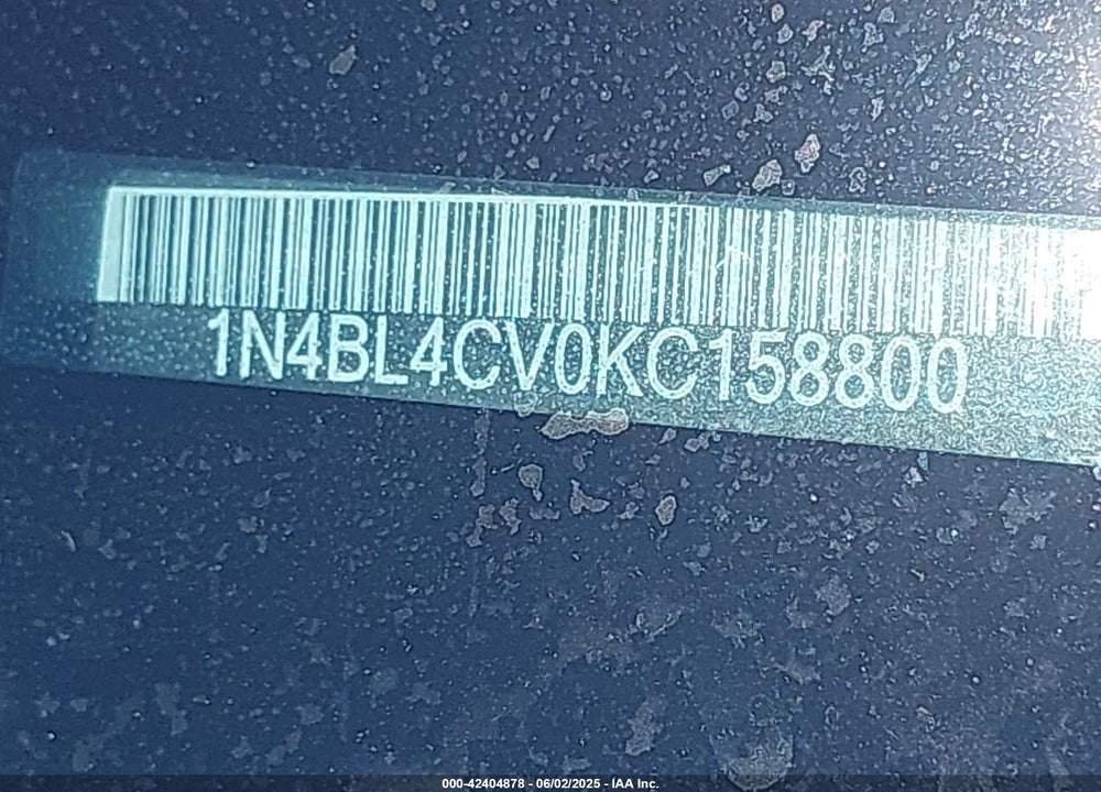 2019 NISSAN ALTIMA 2.5 SR VIN: 1N4BL4CV0KC158800