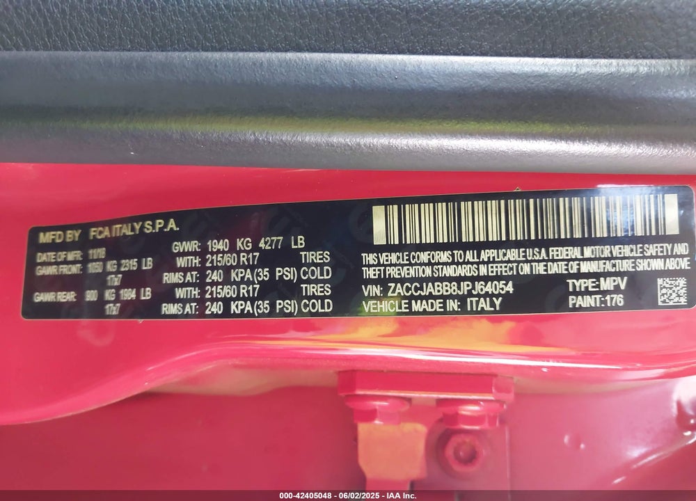 2018 JEEP RENEGADE VIN: ZACCJABB8JPJ64054