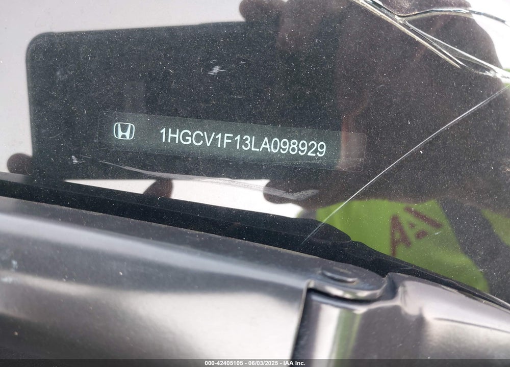 2020 HONDA ACCORD VIN: 1HGCV1F13LA098929