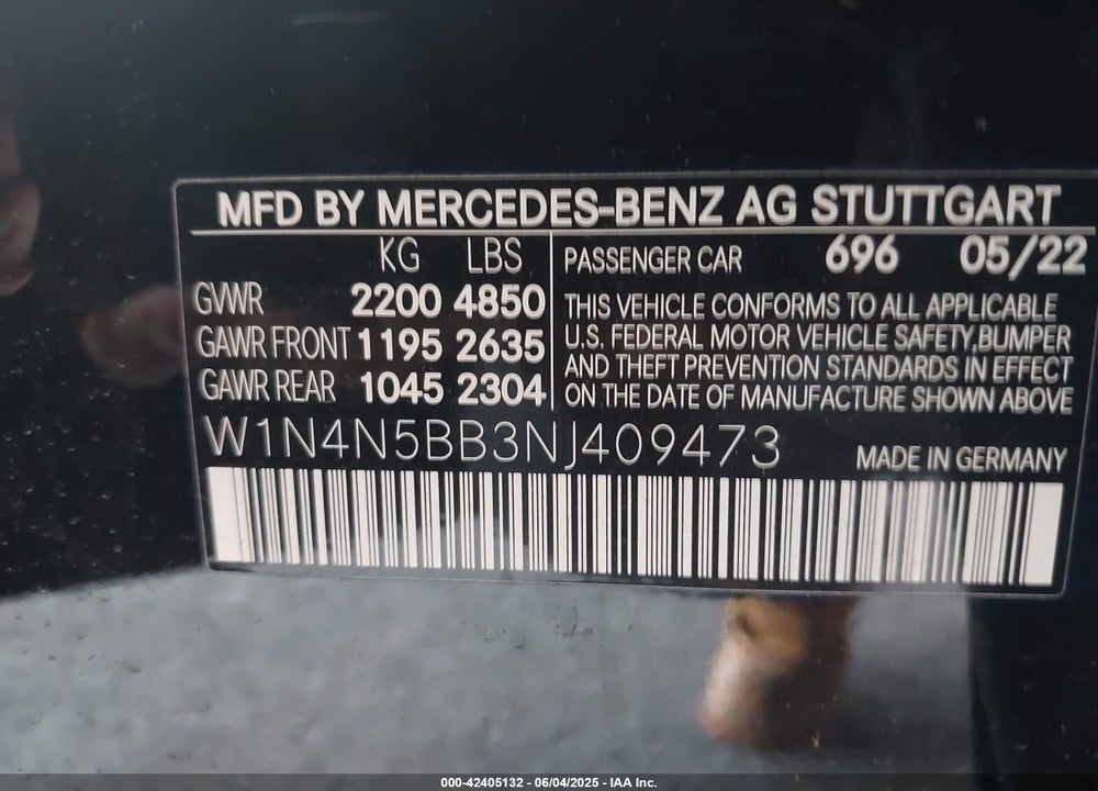 2022 MERCEDES-BENZ GLA-CLASS VIN: W1N4N5BB3NJ409473
