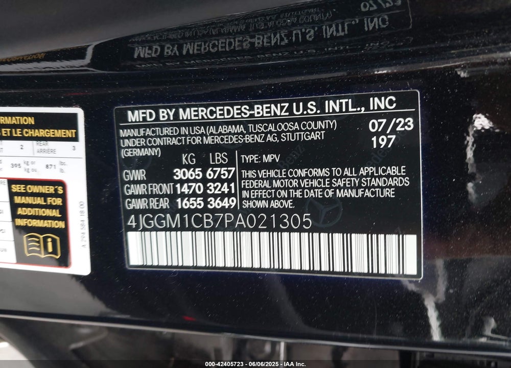 2023 MERCEDES-BENZ EQE SUV VIN: 4JGGM1CB7PA021305