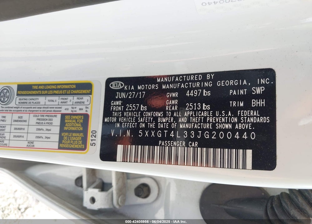 2018 KIA OPTIMA VIN: 5XXGT4L33JG200440