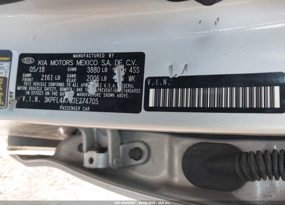 2018 KIA FORTE LX VIN: 3KPFL4A76JE274705