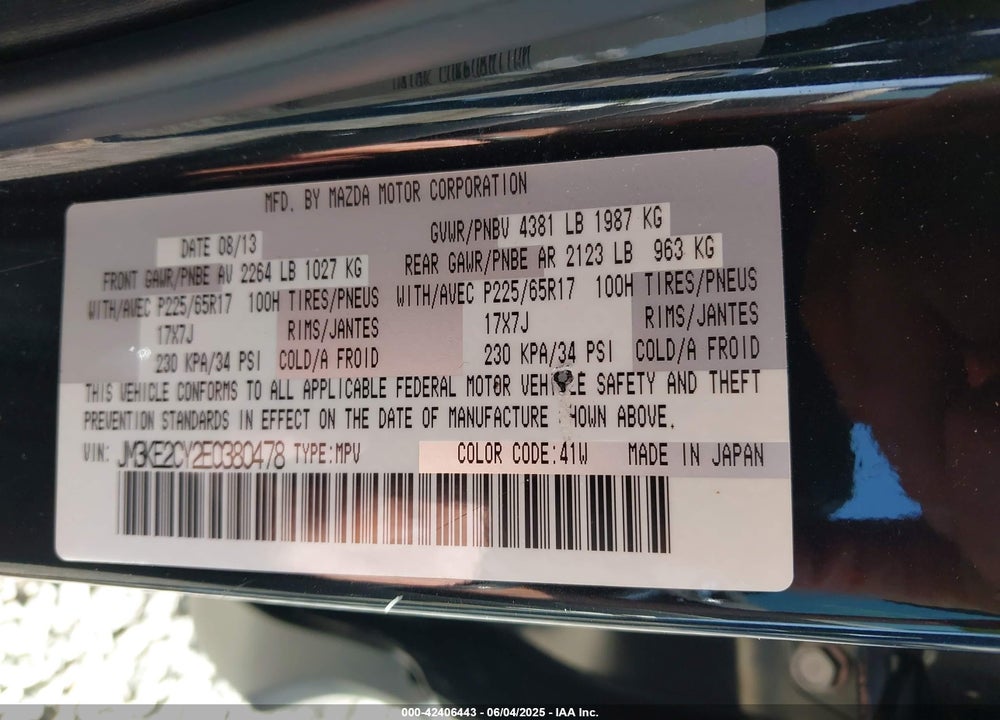 2014 MAZDA CX-5 VIN: JM3KE2CY2E0380478