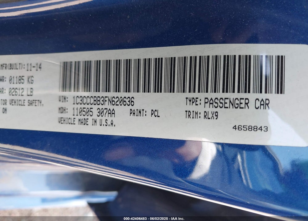 2015 CHRYSLER 200 S VIN: 1C3CCCBB3FN620636