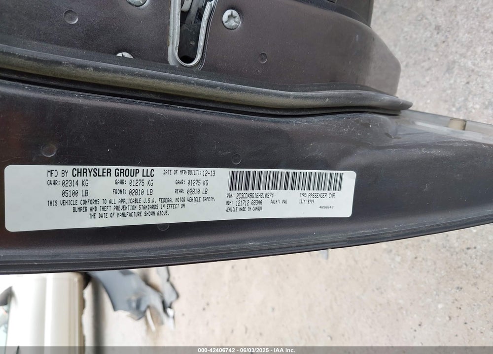 2014 DODGE CHARGER VIN: 2C3CDXBG1EH210974