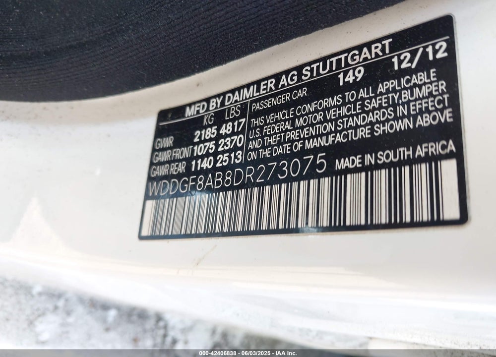 2013 MERCEDES-BENZ C 300 LUXURY 4MATIC/SPORT 4MATIC VIN: WDDGF8AB8DR273075