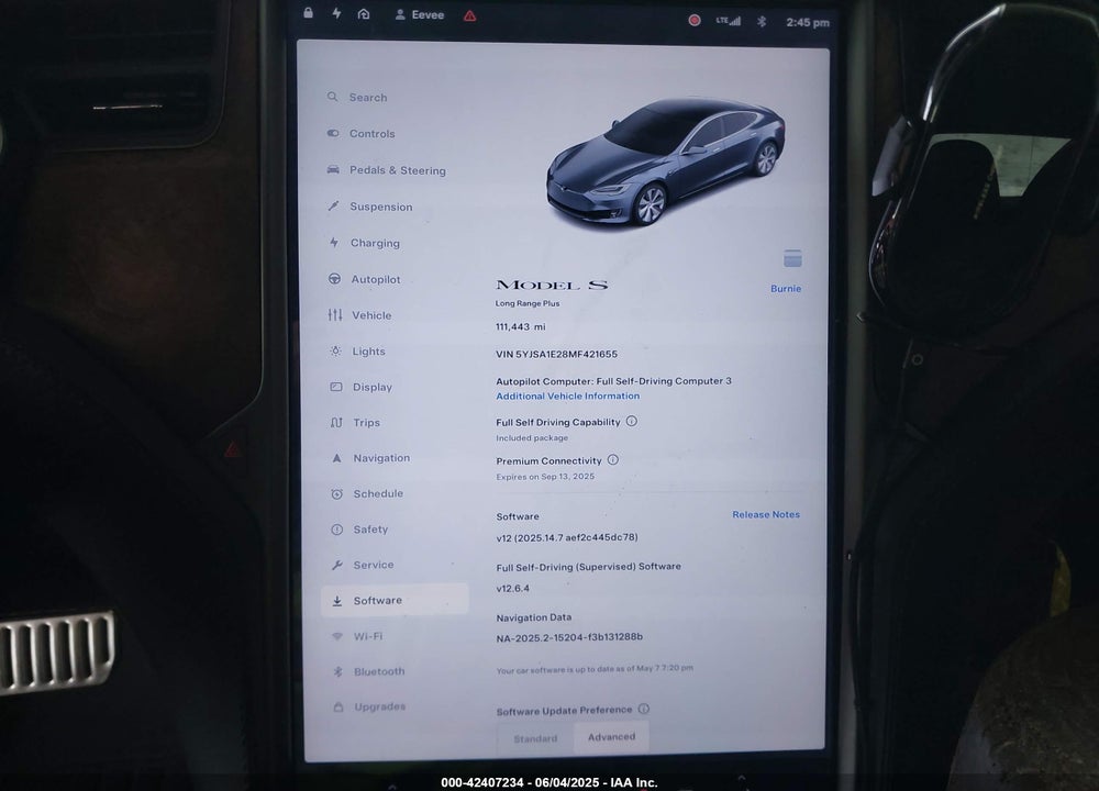 2021 TESLA MODEL S LONG RANGE DUAL MOTOR ALL-WHEEL DRIVE/LONG RANGE PLUS DUAL MOTOR ALL-WHEEL DRIVE VIN: 5YJSA1E28MF421655