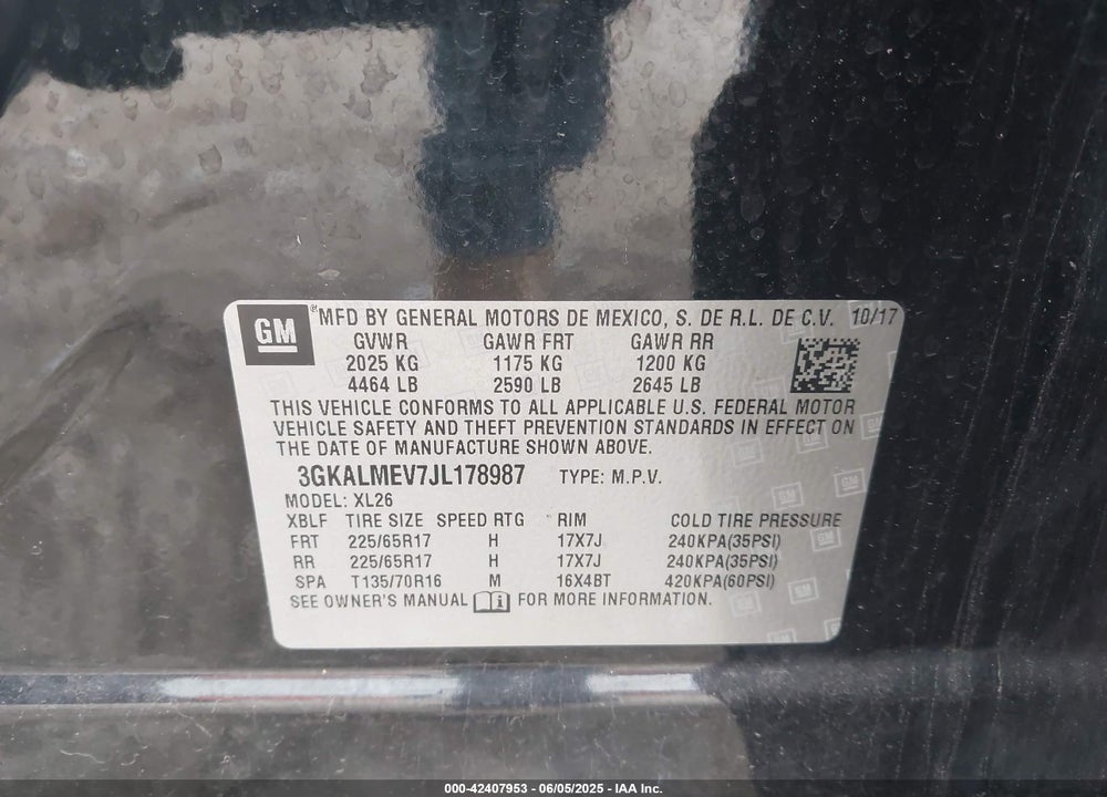 2018 GMC TERRAIN VIN: 3GKALMEV7JL178987