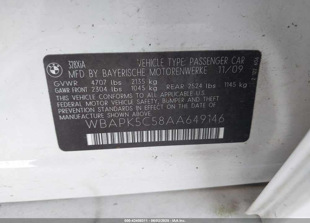 2010 BMW 328I XDRIVE VIN: WBAPK5C58AA649146