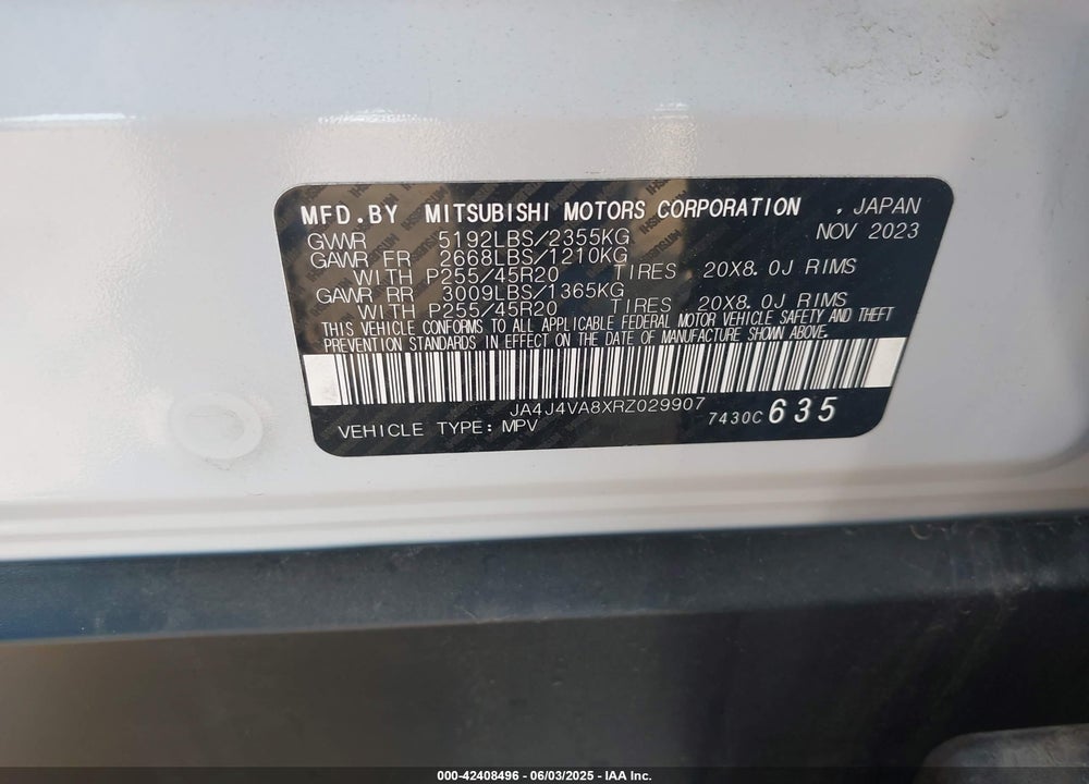 2024 MITSUBISHI OUTLANDER SE 2.5 S-AWC/SE BLACK EDITION S-AWC/SE BLACK EDITION W/PANO ROOF S-AWC/SE RALLIART S-AWC VIN: JA4J4VA8XRZ029907