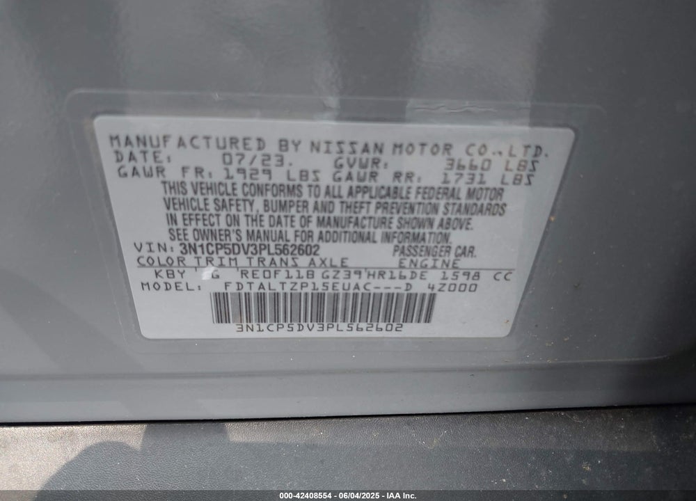 2023 NISSAN KICKS VIN: 3N1CP5DV3PL562602
