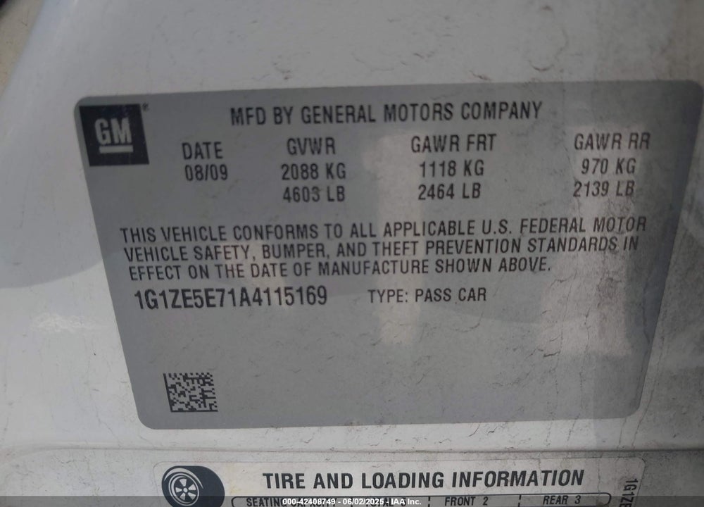 2010 CHEVROLET MALIBU VIN: 1G1ZE5E71A4115169