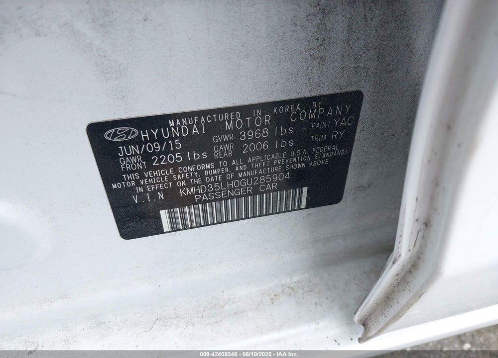 2016 HYUNDAI ELANTRA GT VIN: KMHD35LH0GU285904