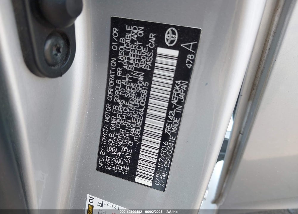 2010 TOYOTA COROLLA LE VIN: JTDBU4EE4AJ055815