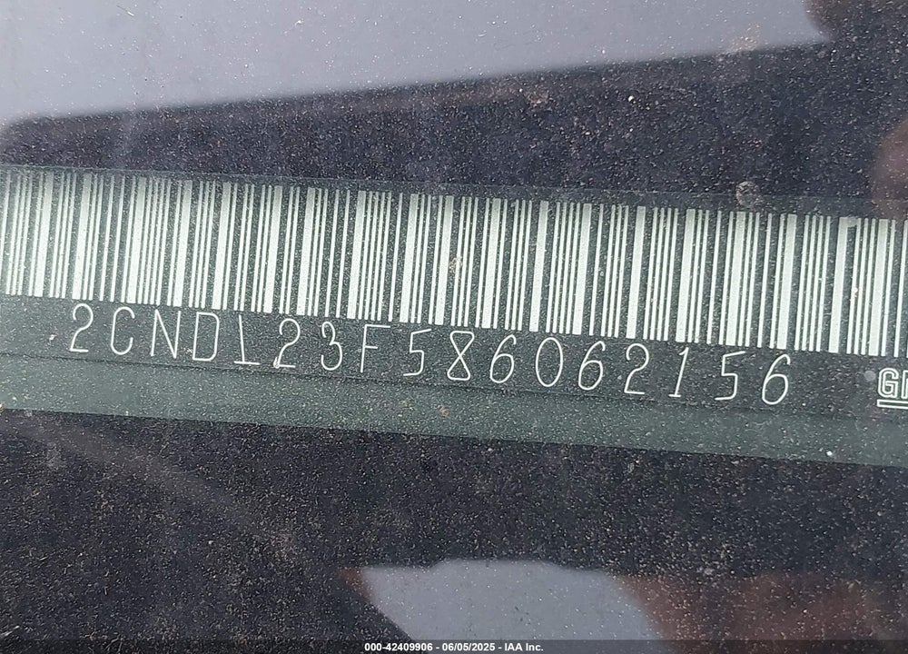 2008 CHEVROLET EQUINOX VIN: 2CNDL23F586062156