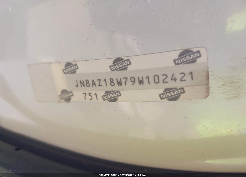 2009 NISSAN MURANO VIN: JN8AZ18W79W102421