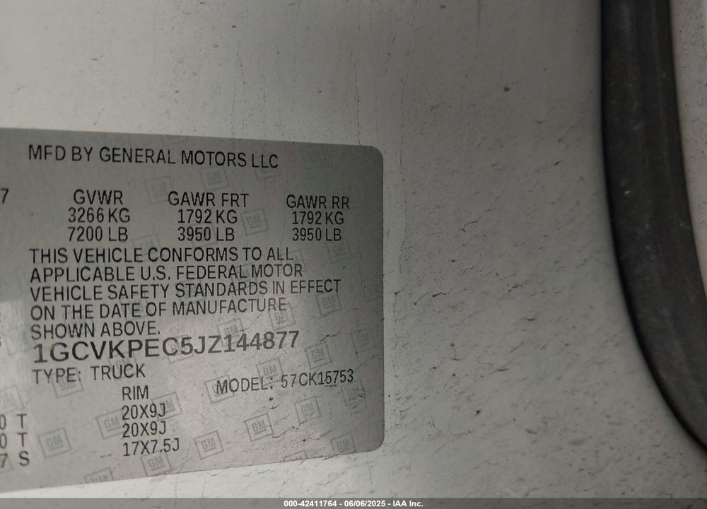 2018 CHEVROLET SILVERADO 1500 VIN: 1GCVKPEC5JZ144877