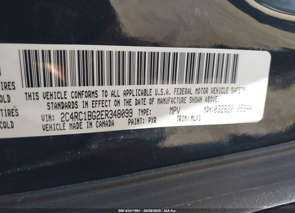 2014 CHRYSLER TOWN & COUNTRY TOURING VIN: 2C4RC1BG2ER348099